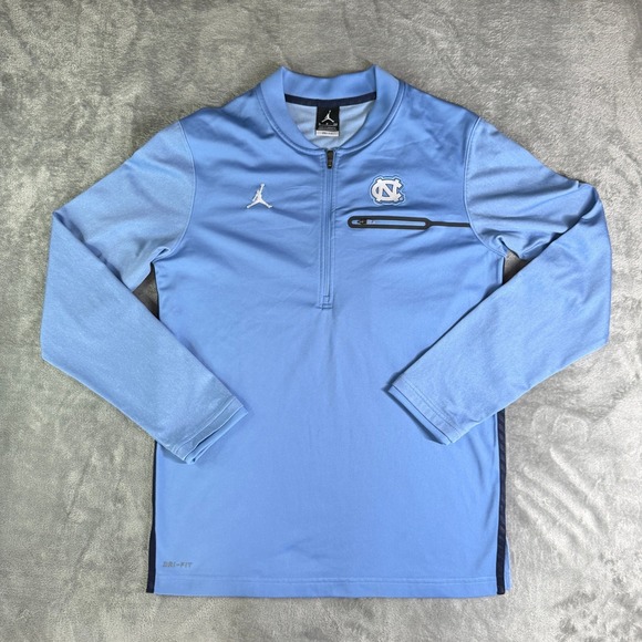 Jordan UNC Tar Heels Dri-FIT Quarter Zip Pullover Blue Mens Small 866565-448 - Picture 2 of 13